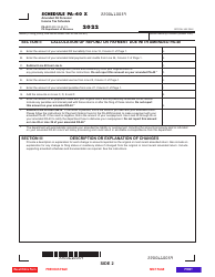 Form PA-40 Schedule X Amended Pa Personal Income Tax Schedule - Pennsylvania, Page 2