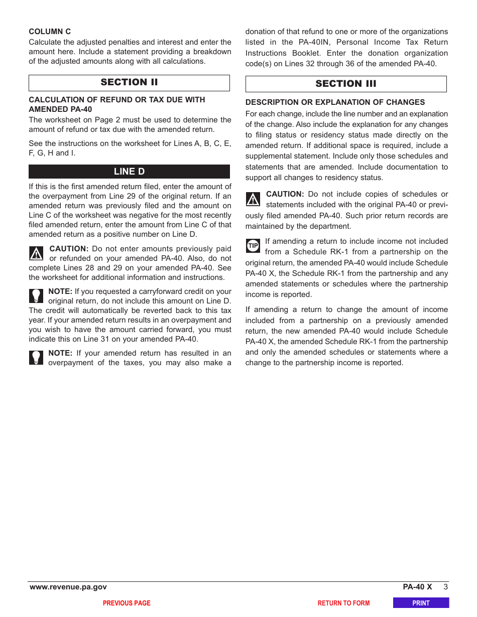 Form PA-40 Schedule X Amended Pa Personal Income Tax Schedule - Pennsylvania, Page 5