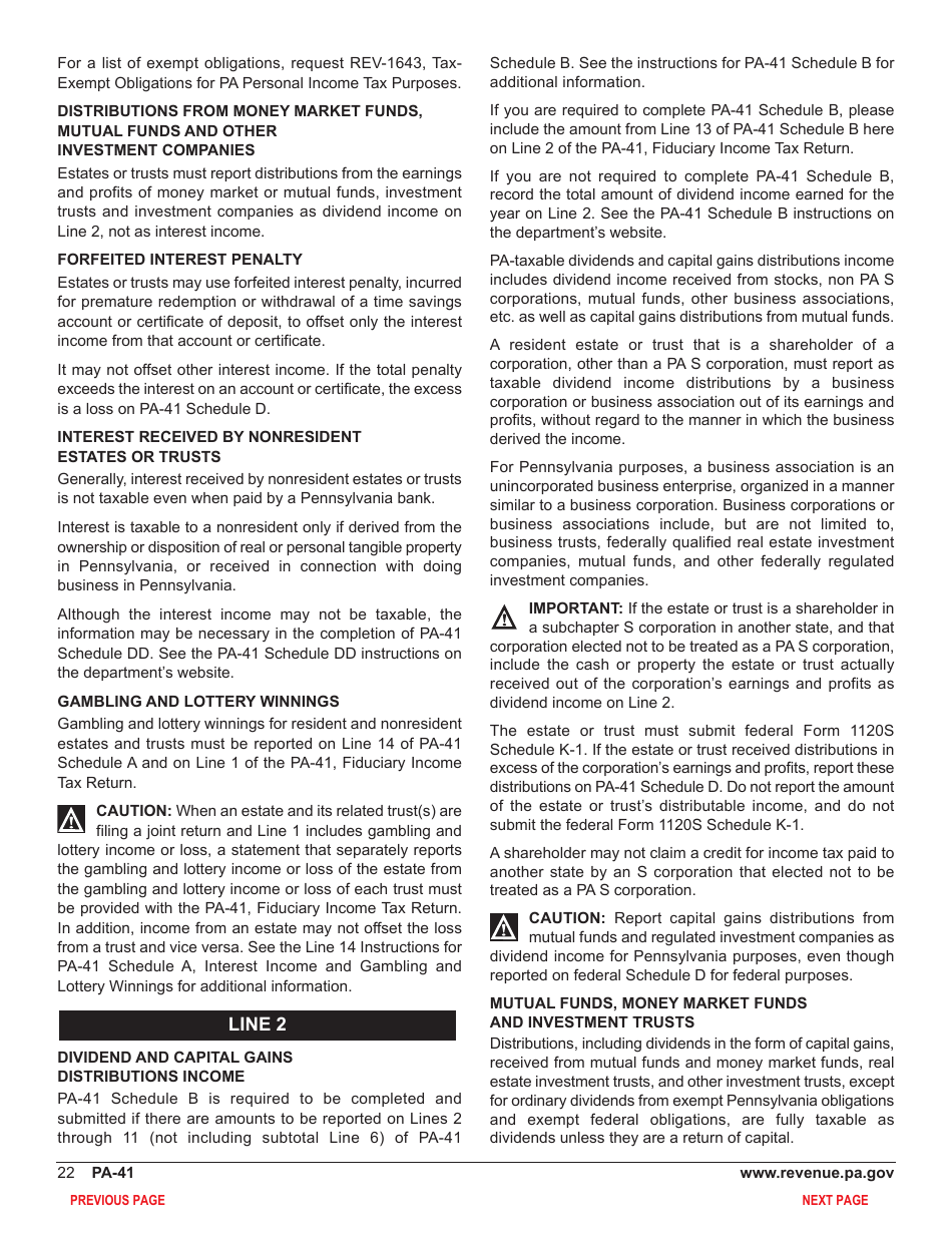 Form PA-41 Pa Fiduciary Income Tax Return - Pennsylvania, Page 24