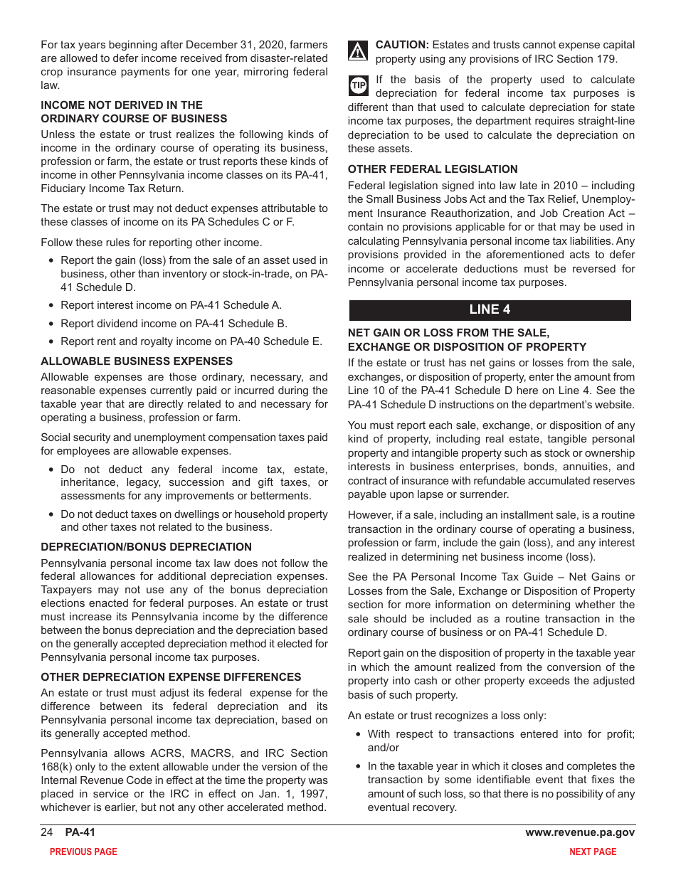 Form PA-41 Pa Fiduciary Income Tax Return - Pennsylvania, Page 26