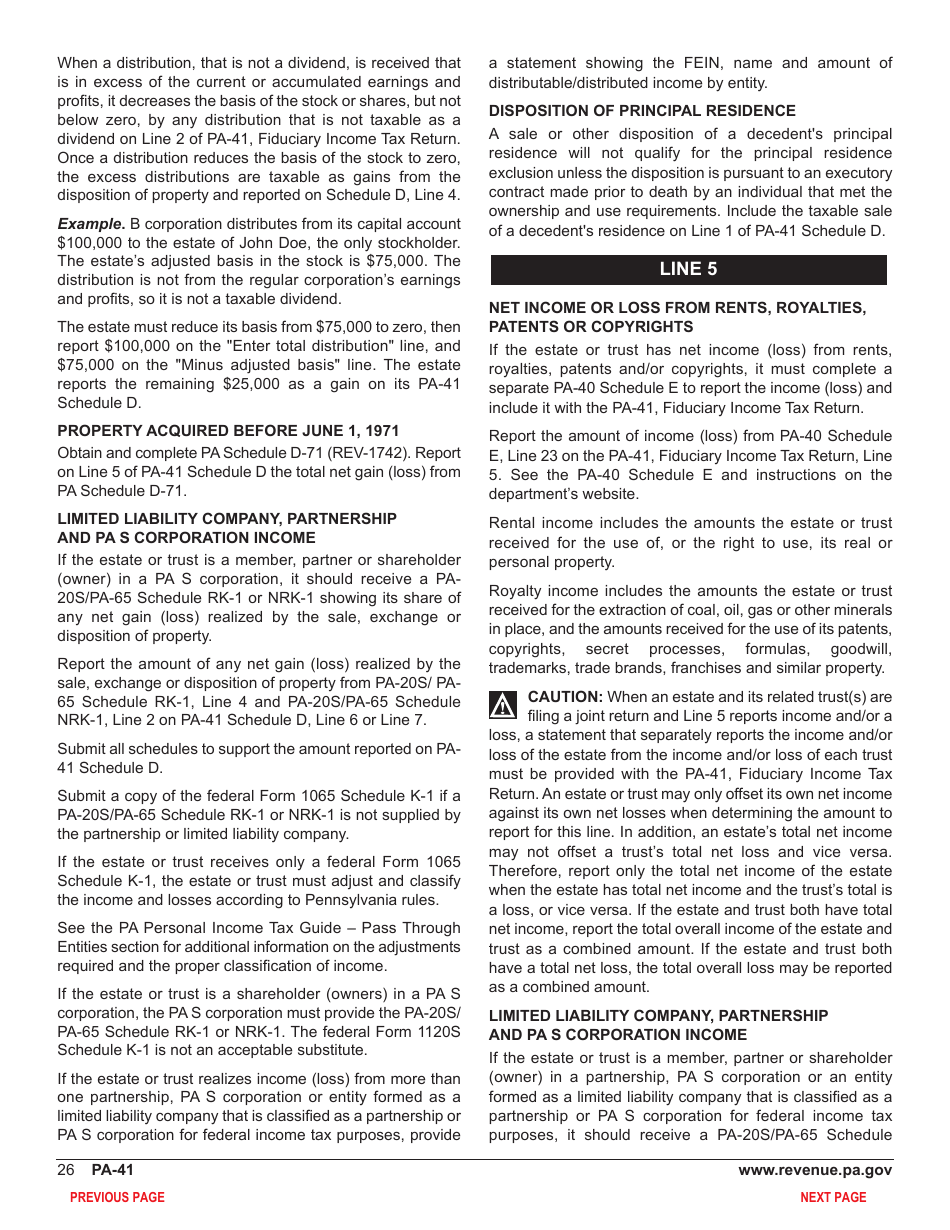 Form PA-41 Pa Fiduciary Income Tax Return - Pennsylvania, Page 28