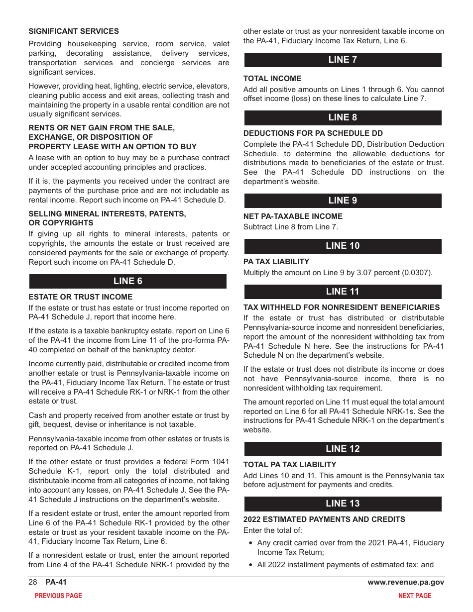Form PA-41 Pa Fiduciary Income Tax Return - Pennsylvania, Page 30