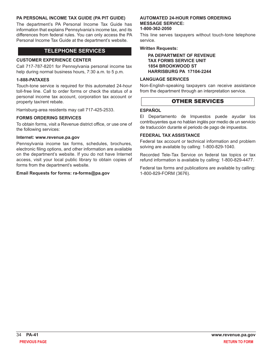 Form PA-41 Pa Fiduciary Income Tax Return - Pennsylvania, Page 36