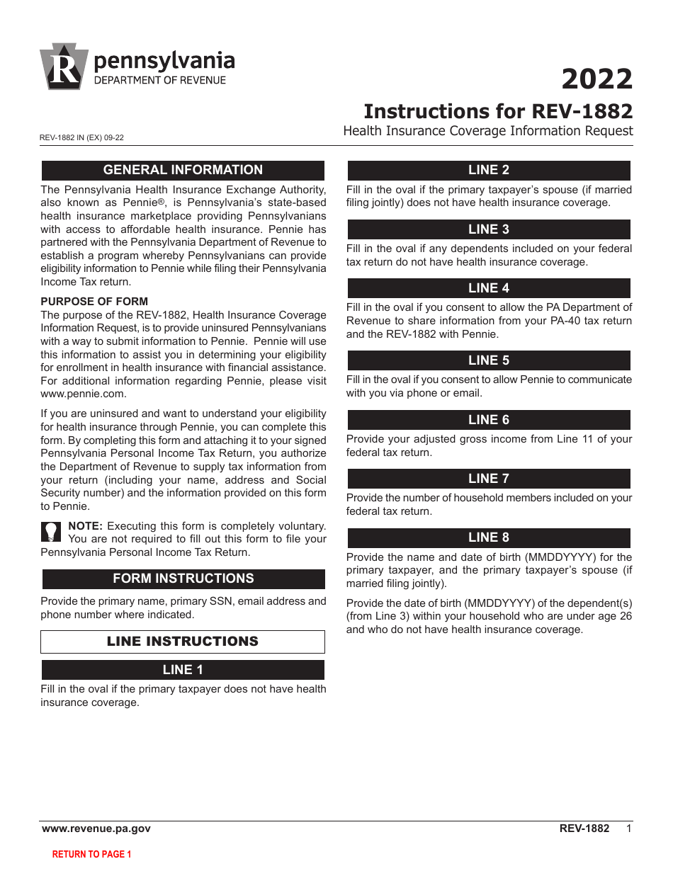 Form REV-1882 Health Insurance Coverage Information Request - Pennsylvania, Page 2