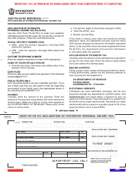 Document preview: Form PA-40 ES (I) Declaration of Estimated Personal Income Tax - Pennsylvania