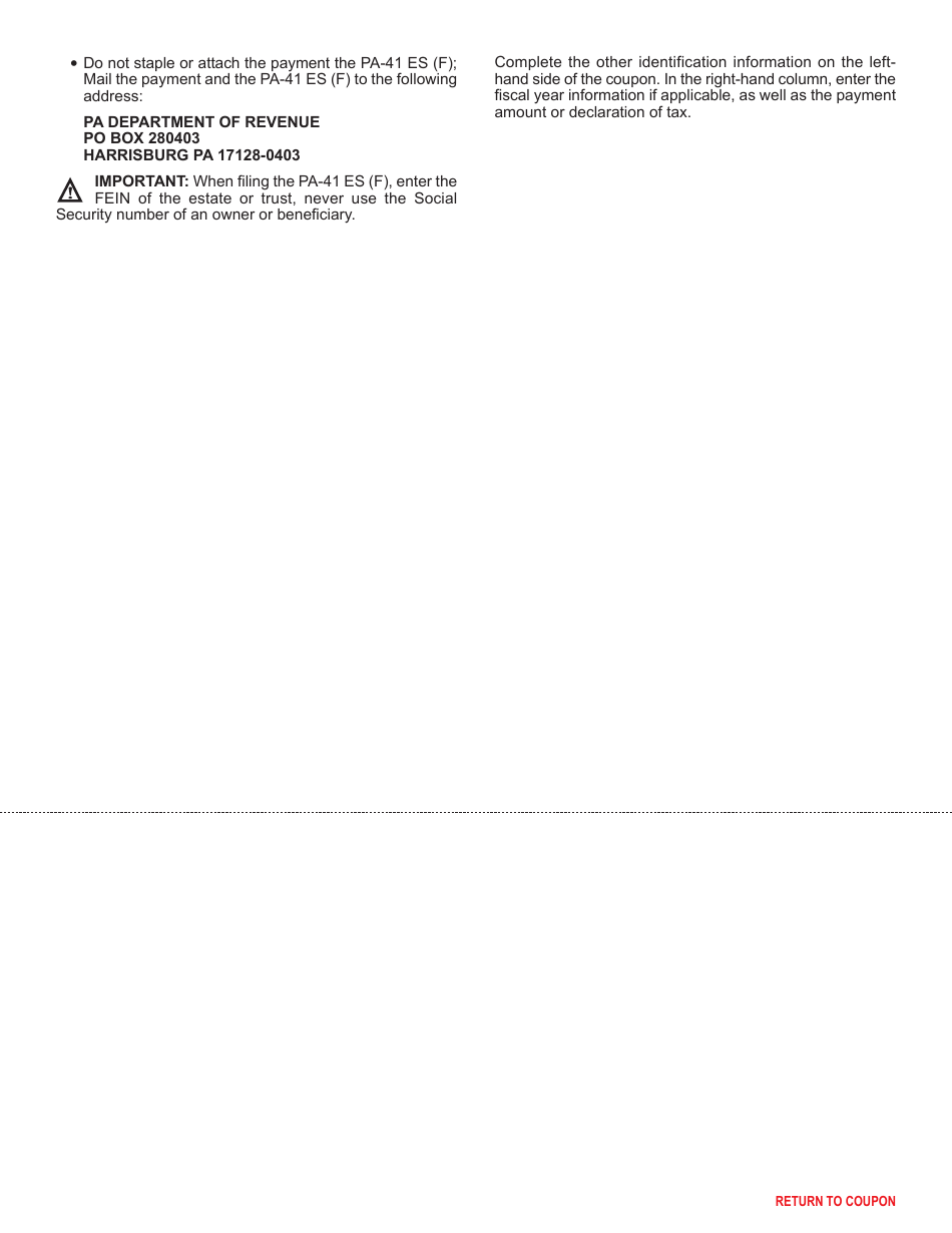 Form PA-41 ES (F) Declaration of Estimated Withholding Tax for Fiduciaries - Pennsylvania, Page 2