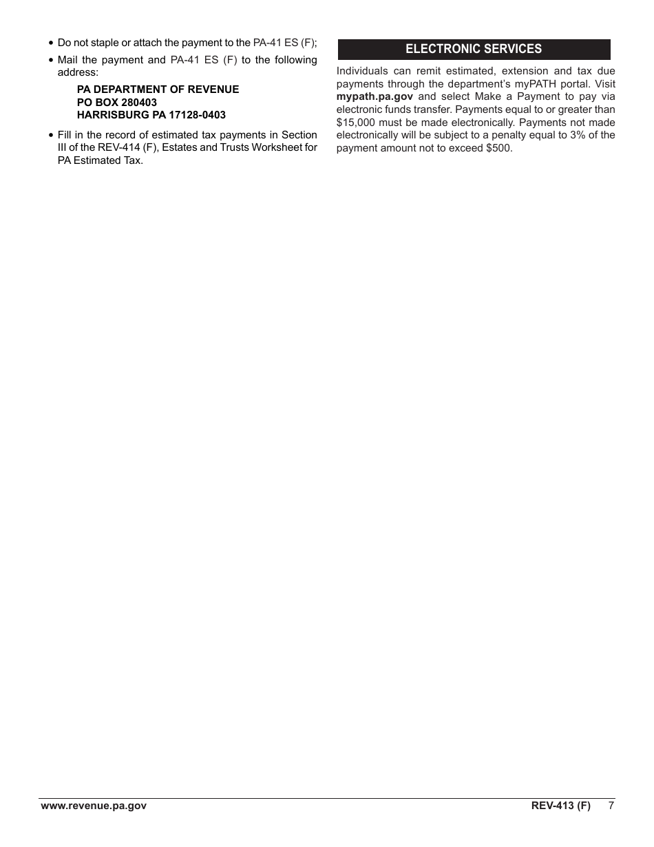 Instructions for Form REV-414 (F), PA-41 ES (F) - Pennsylvania, Page 7