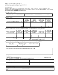 Form SFN59261 Energy Savings Analysis - North Dakota