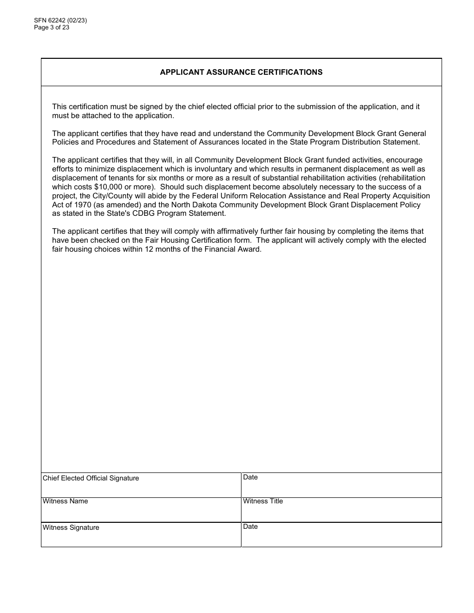 Form SFN62242 Community Development Block Grant Covid (Cdbg-Cv) Final Application - North Dakota, Page 3