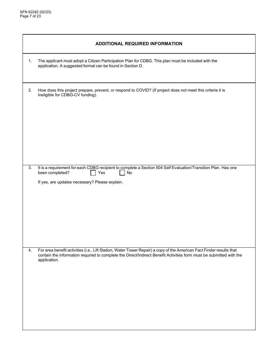 Form SFN62242 Community Development Block Grant Covid (Cdbg-Cv) Final Application - North Dakota, Page 7