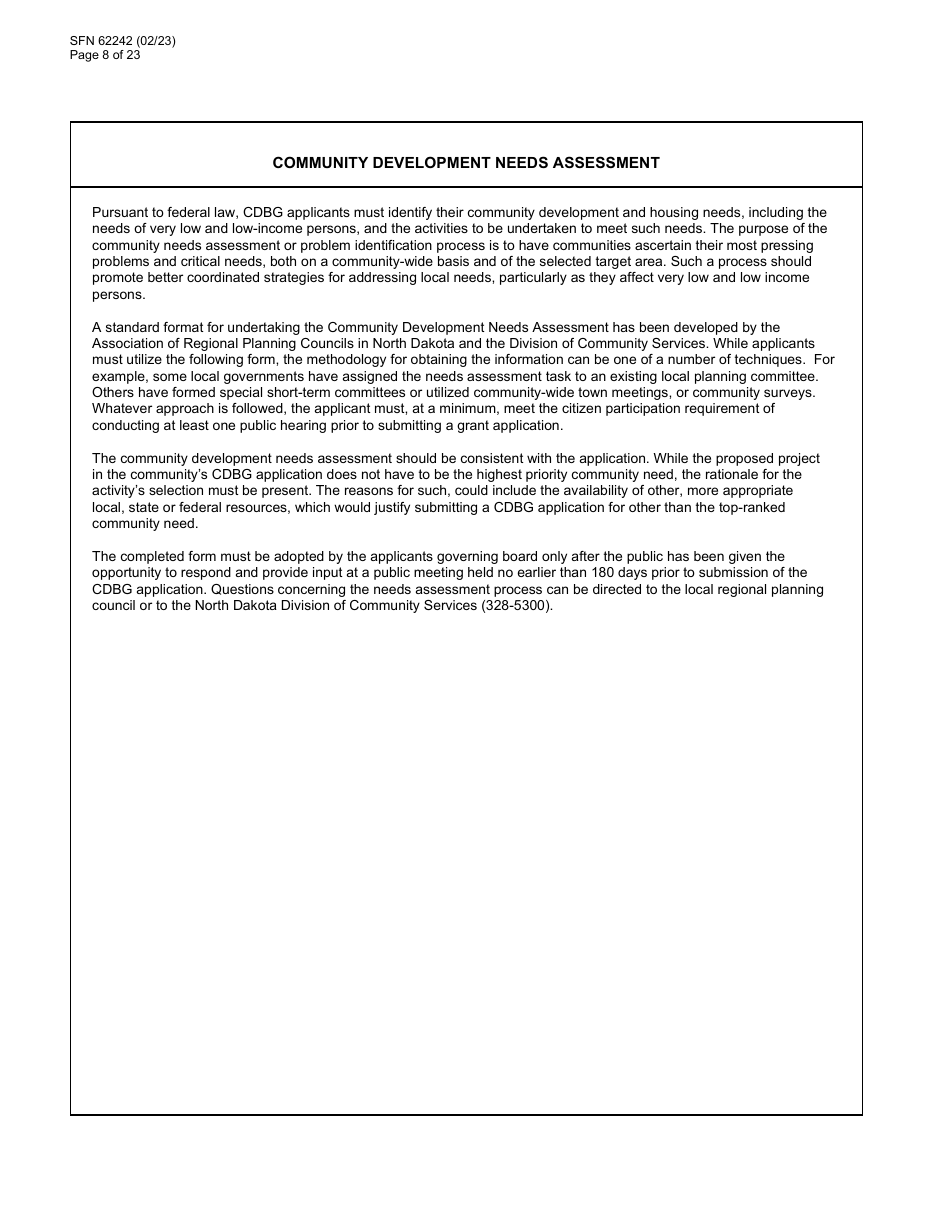 Form SFN62242 Community Development Block Grant Covid (Cdbg-Cv) Final Application - North Dakota, Page 8