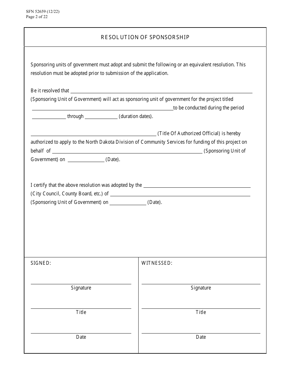Form SFN52659 Cdbg Final Application - North Dakota, Page 2