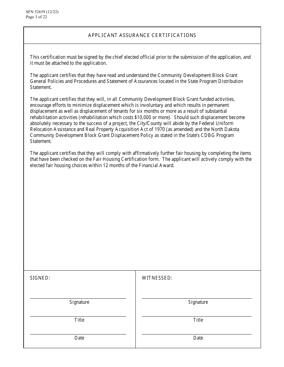 Form SFN52659 Cdbg Final Application - North Dakota, Page 3