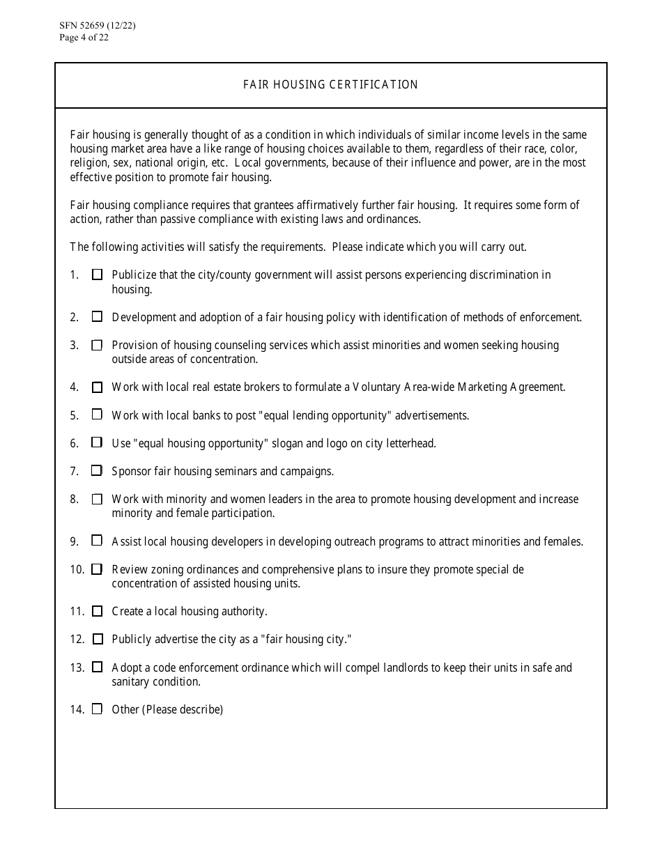 Form SFN52659 Cdbg Final Application - North Dakota, Page 4
