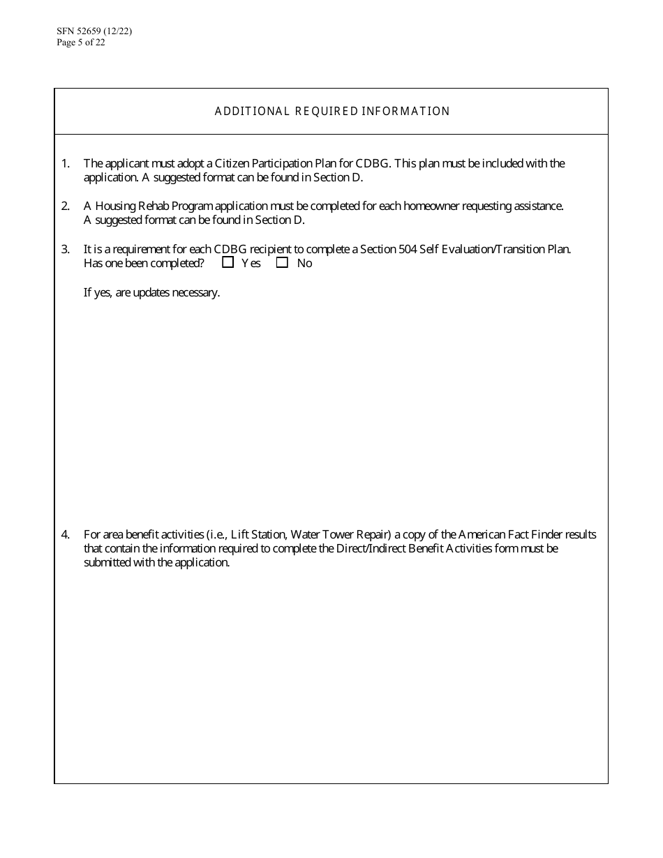 Form SFN52659 Cdbg Final Application - North Dakota, Page 5