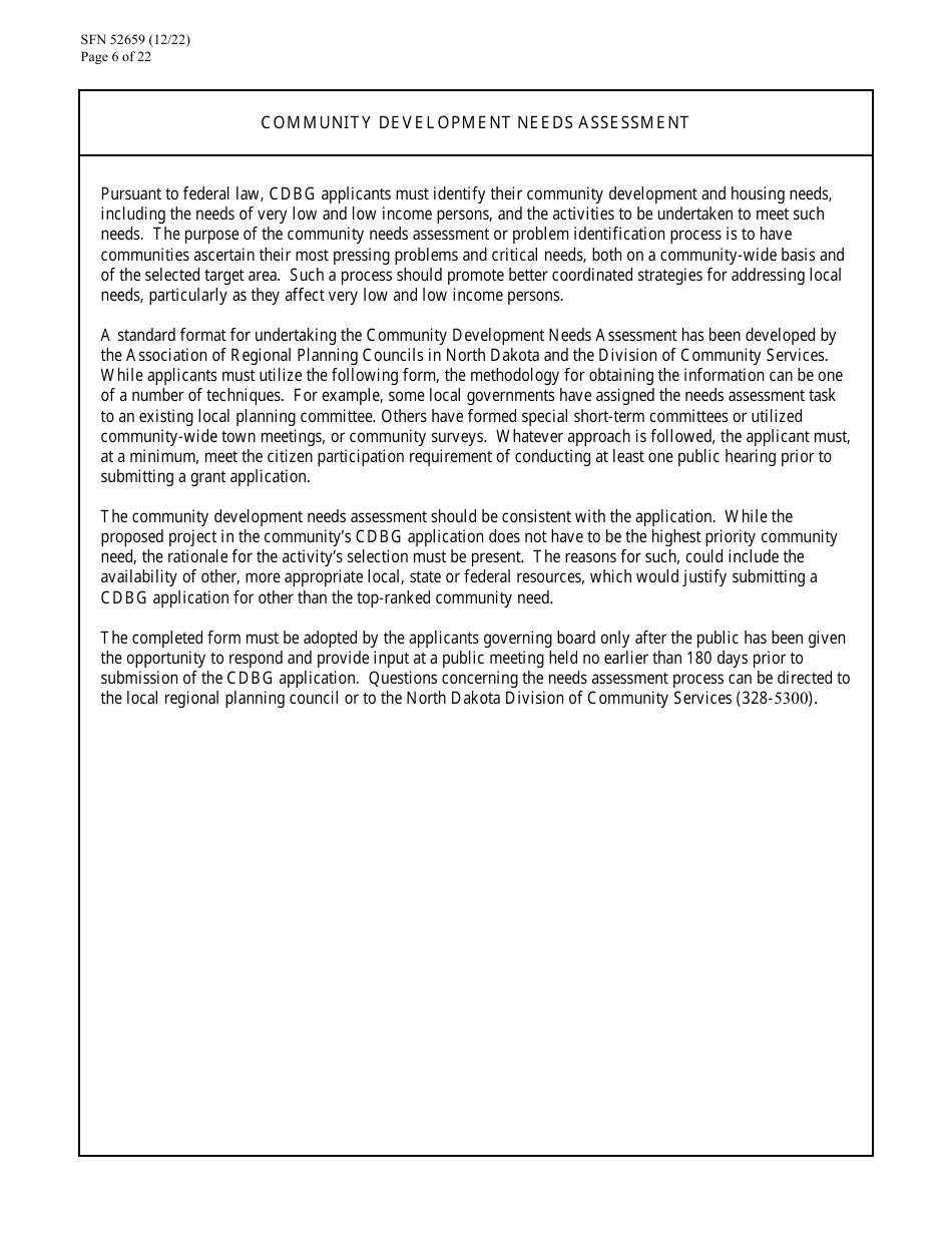 Form SFN52659 Cdbg Final Application - North Dakota, Page 6
