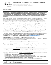 Form SFN62259 North Dakota Development Fund (Nddf)/Ssbci Form for Demographics-Related Data - North Dakota