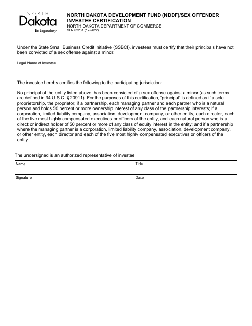 Form SFN62261  Printable Pdf