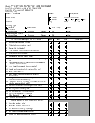 Form SFN61557 Quality Control Inspection (Qci) Checklist - North Dakota