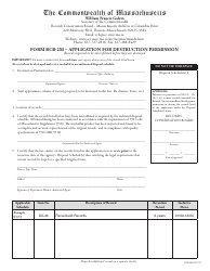 Document preview: Form RCB-2M Application for Destruction Permission - Massachusetts