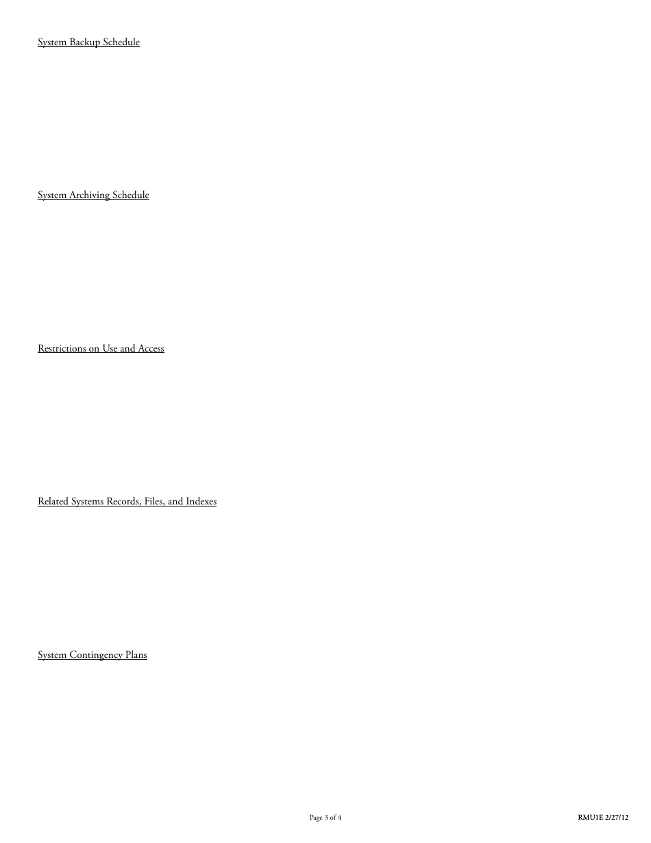 Form RMU-1E Application for Electronic Systems Information Plan Face Sheet - Massachusetts, Page 3