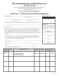 Document preview: Form RCB-2T Application for Transfer Permission - Massachusetts