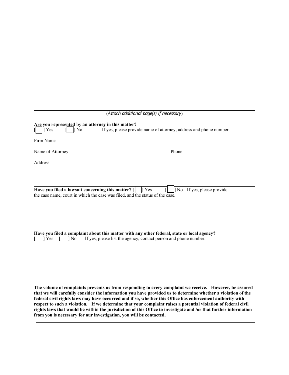 Civil Rights Complaint Form - New York, Page 2