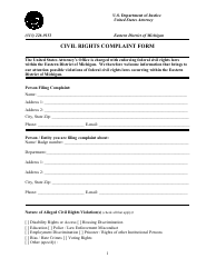 Civil Rights Complaint Form - Michigan