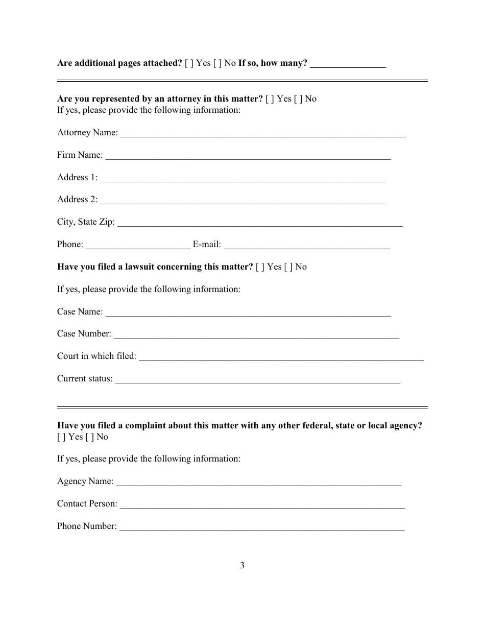 Civil Rights Complaint Form - Michigan, Page 3