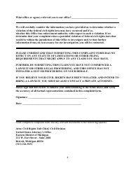 Civil Rights Complaint Form - Michigan, Page 4