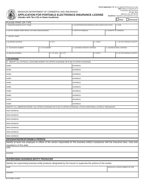 Form MO375-0851  Printable Pdf
