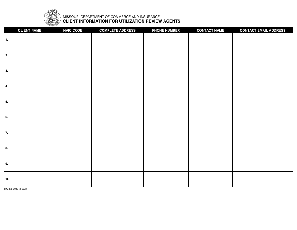 Form MO375-0049 Certificate of Registration Application for Utilization Review Agents - Missouri, Page 3