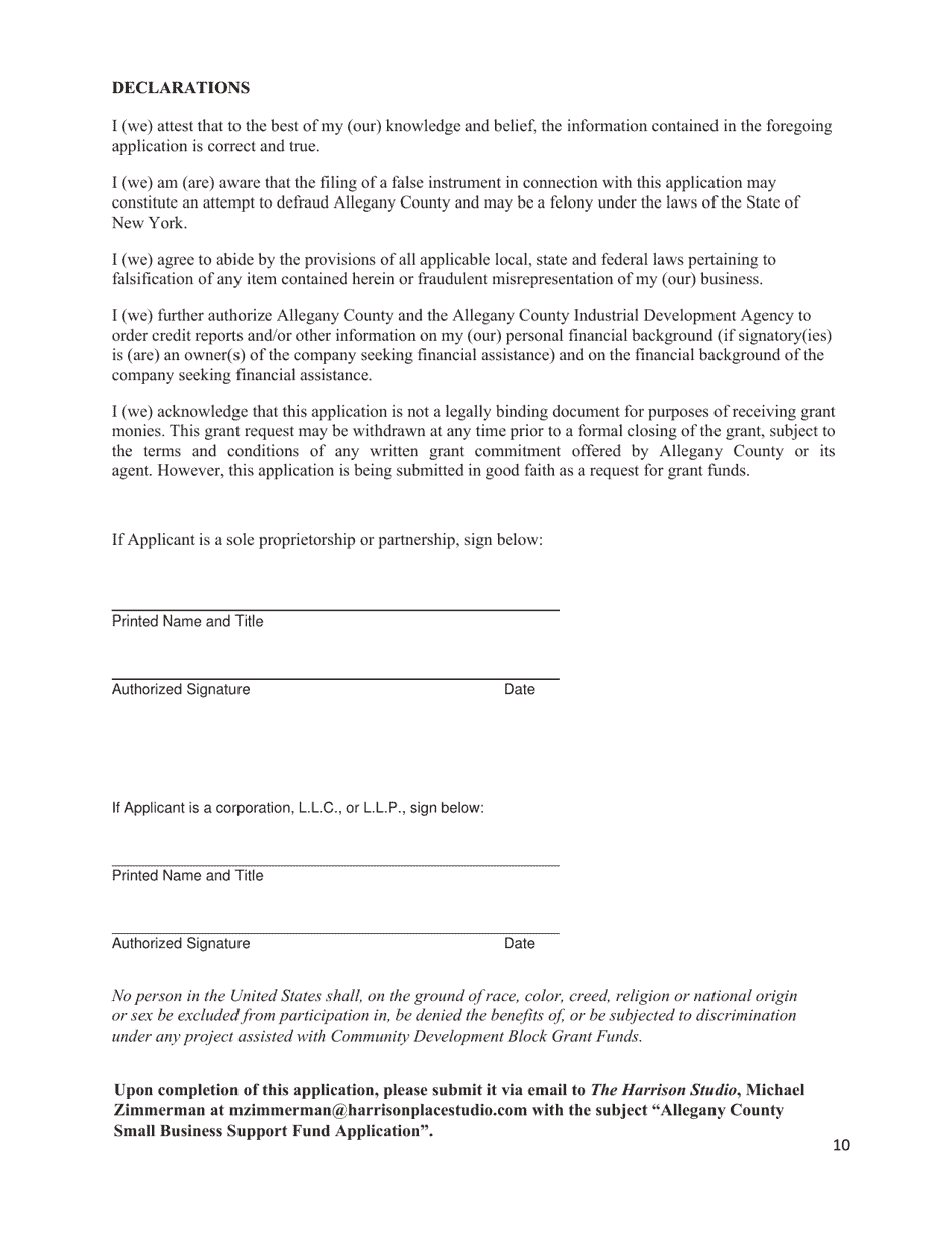 Allegany County New York Small Business Support Grant Application Fill Out Sign Online And 9477