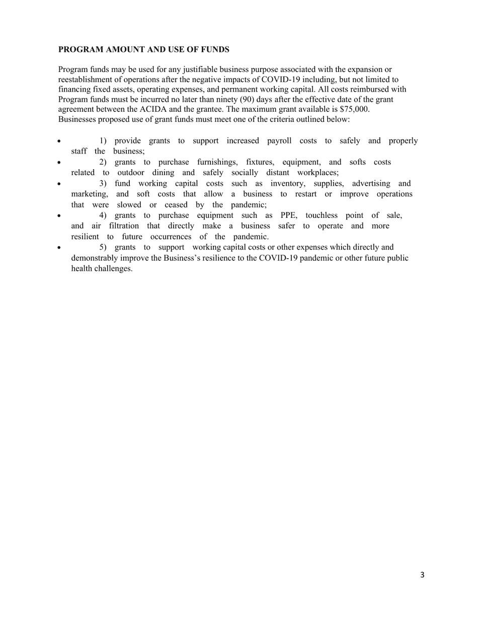 Small Business Support Grant Application - Allegany County, New York, Page 3