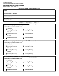 Form EO/EEO-067 Bilingual Skills Questionnaire - California