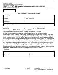 Document preview: Form MSCD/ITAB-229 Appendix H Voucher Incentive Program Reimbursement Invoice - California