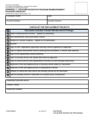 Document preview: Form MSCD/ITAB-231 Appendix J Voucher Incentive Program Reimbursement Package Checklist - California