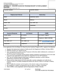 Document preview: Form MSCD/ITAB-228 Appendix G Voucher Incentive Program Receipt of Replacement Voucher - California