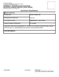 Form MSCD/ITAB-226 Appendix E Voucher Incentive Program Air District Review Checklist: Initial Review - California, Page 3