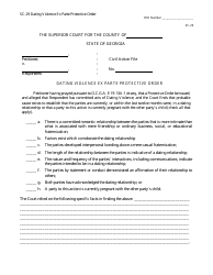 Document preview: Form SC-29 Dating Violence Ex Parte Protective Order - Georgia (United States)