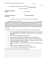 Document preview: Form SC-30 Dating Violence Twelve Month Protective Order - Georgia (United States)
