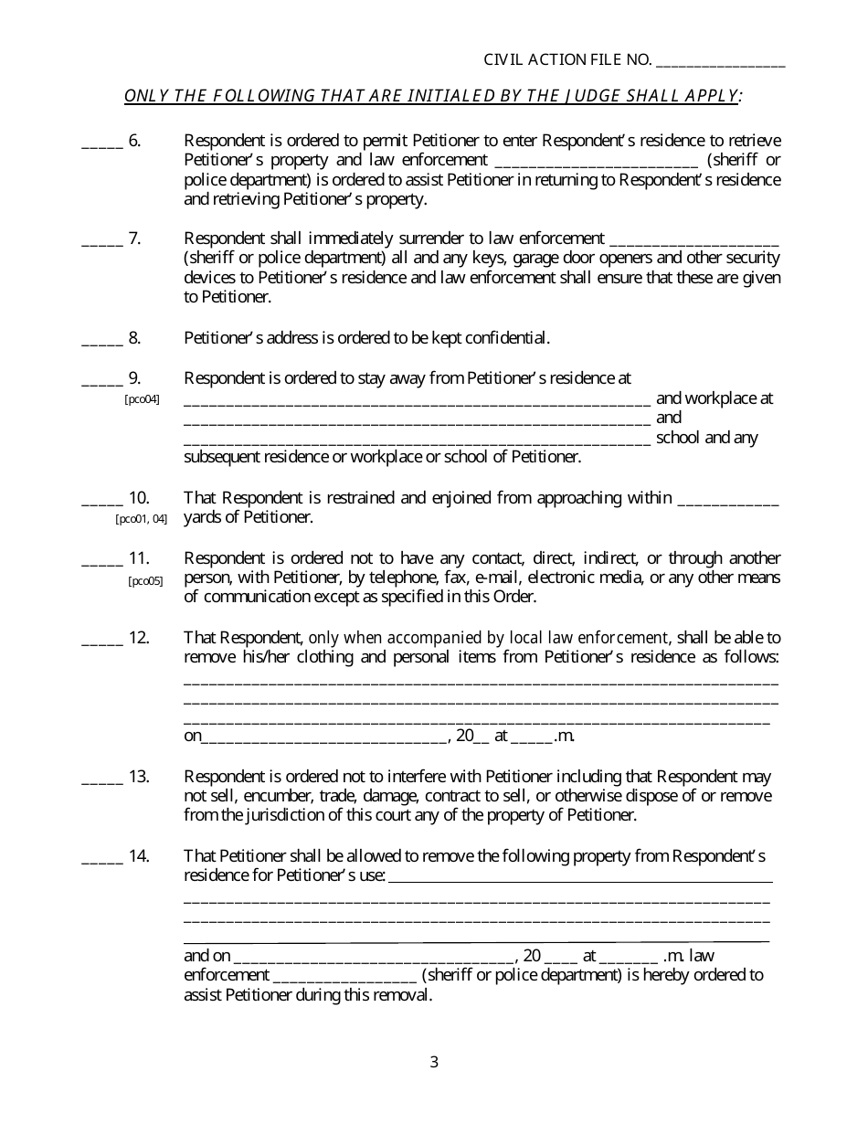 Form SC-30 Dating Violence Twelve Month Protective Order - Georgia (United States), Page 3