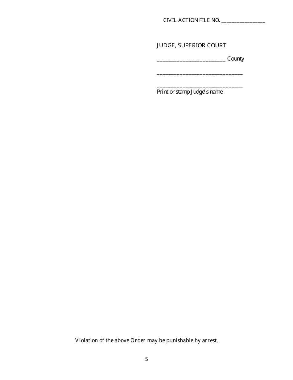 Form SC-30 Dating Violence Twelve Month Protective Order - Georgia (United States), Page 5