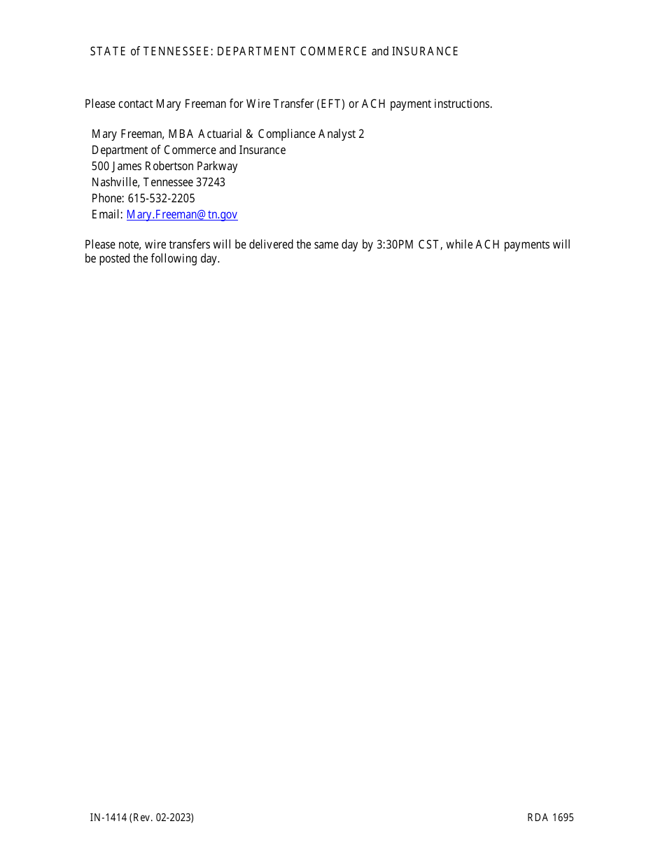 Form IN-1414 Health Care Service Utilization Review Act Application - Tennessee, Page 3