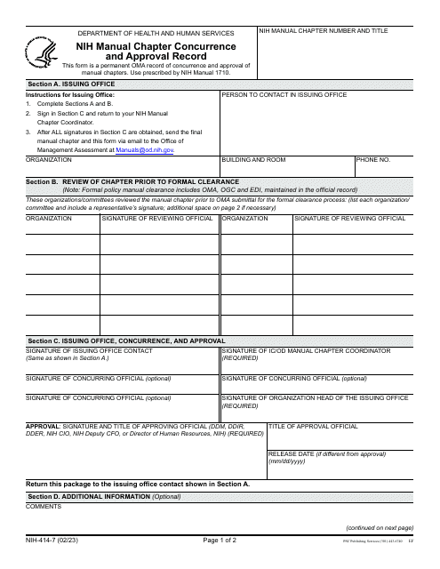 Form NIH-414-7  Printable Pdf