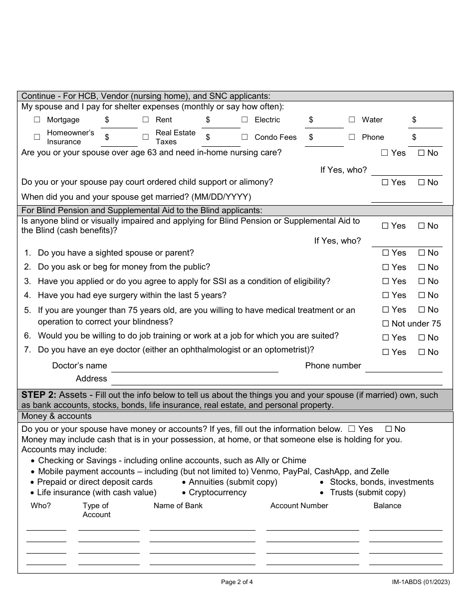 Form IM-1ABDS Aged, Blind, and Disabled Supplement - Missouri, Page 2