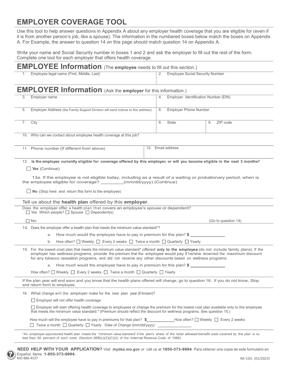 Form MO886-4537 (IM-1SSL) Application for Health Coverage  Help Paying Costs - Missouri, Page 11
