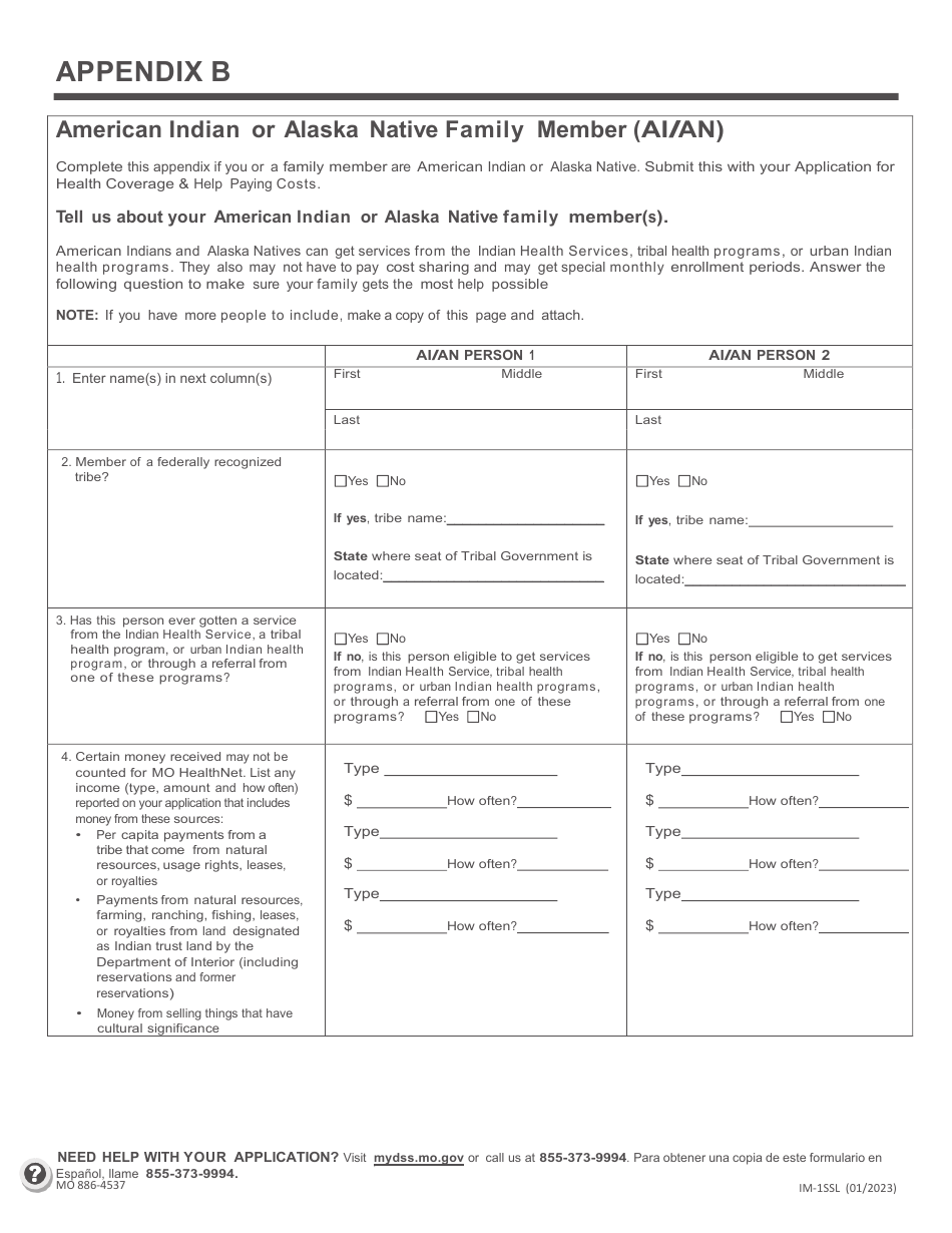 Form MO886-4537 (IM-1SSL) Application for Health Coverage  Help Paying Costs - Missouri, Page 12
