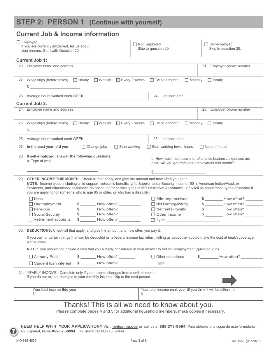 Form MO886-4537 (IM-1SSL) Application for Health Coverage  Help Paying Costs - Missouri, Page 4