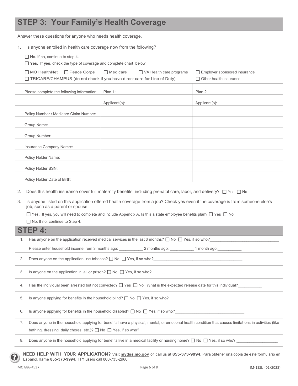 Form MO886-4537 (IM-1SSL) Application for Health Coverage  Help Paying Costs - Missouri, Page 7